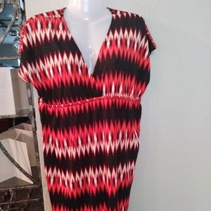 WOMENSN RED BLACK IVORY DRESS SMALL